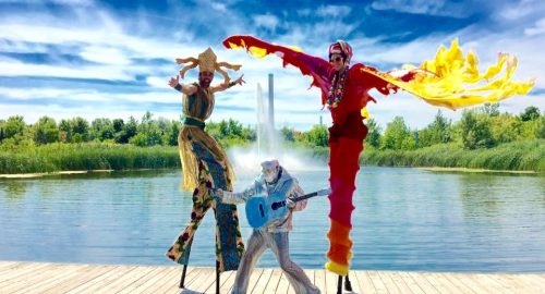 MaracaTALL,SilverElvisandStiltdancer